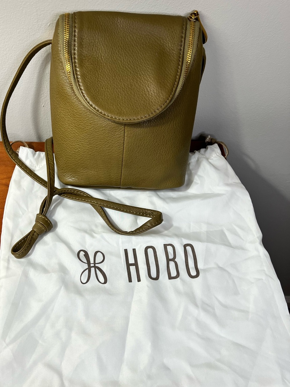 HOBO Fern Olive pebbled Leather Crossbody with Flap